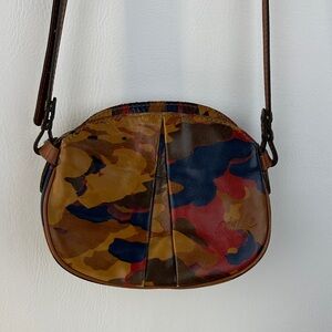 Patricia Nash Leather Colorful Camo Design Small Crossbody Bag
